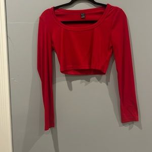 Red long sleeve crop top